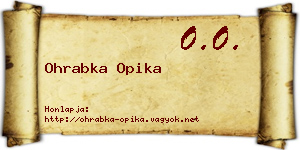Ohrabka Opika névjegykártya